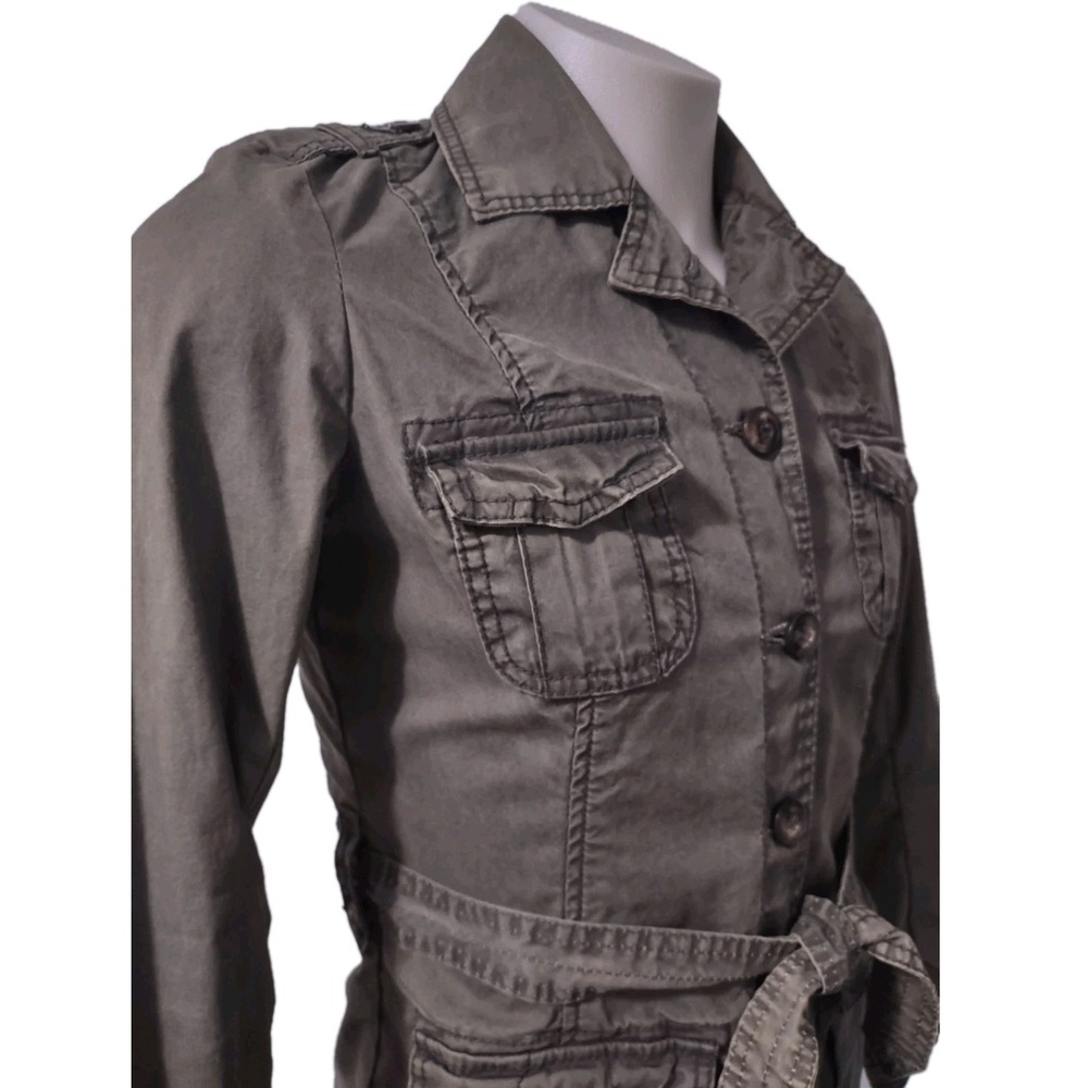 H&M L.O.G.G.  Jacket Women's Size 8 Military Army Green Denim Button Up  Pockets - Picture 14 of 16